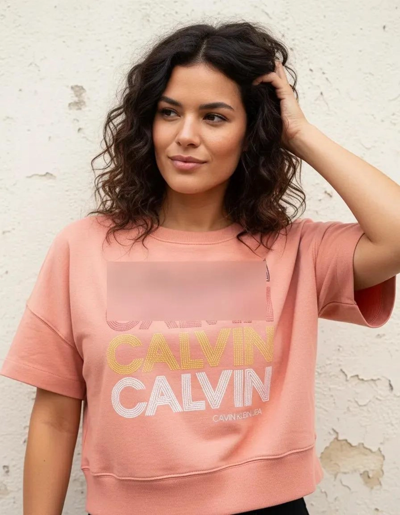 POLERON MANGA CORTA CALVIN KLEIN DE MUJER M TERRACOTA LISA - 1