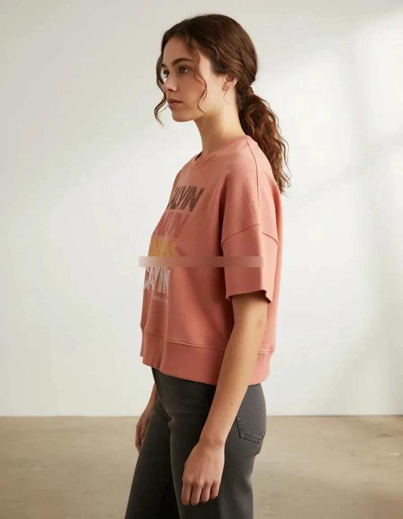 POLERON MANGA CORTA CALVIN KLEIN DE MUJER M TERRACOTA LISA - 3