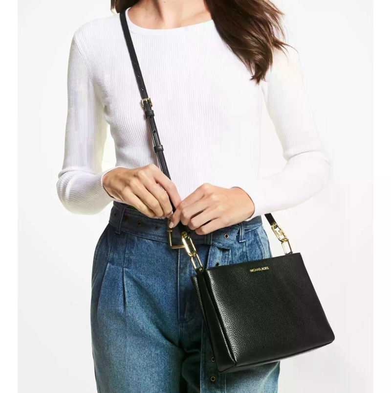 BOLSA MICHAEL KORS ORIGINAL TRISHA CROSSBODY BLACK PIEL NEGRO - 3