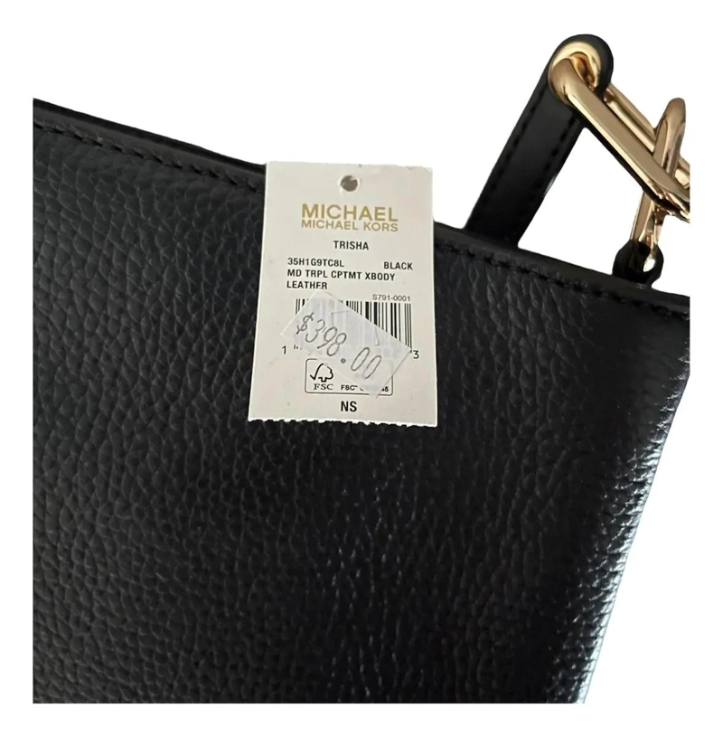 BOLSA MICHAEL KORS ORIGINAL TRISHA CROSSBODY BLACK PIEL NEGRO - 4