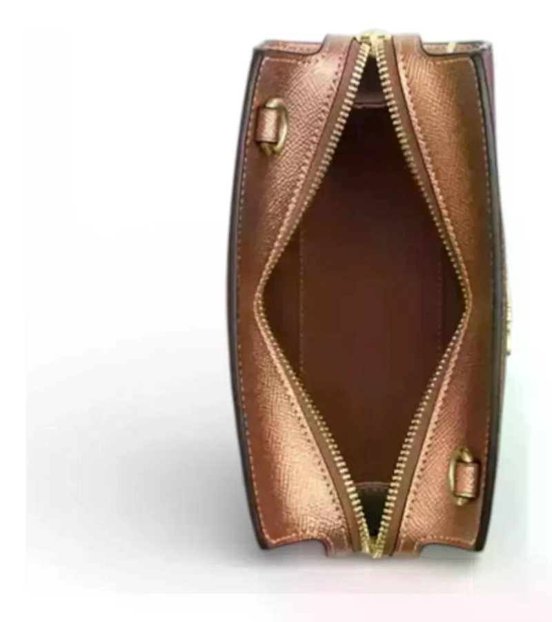 CARTERA CROSSBODY COACH MODELO GIA MUJER ORIGINAL MARRON MONOGRAMA DORADOS - 5