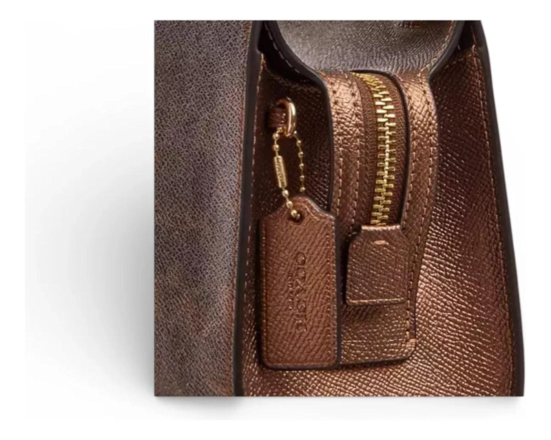 CARTERA CROSSBODY COACH MODELO GIA MUJER ORIGINAL MARRON MONOGRAMA DORADOS - 6