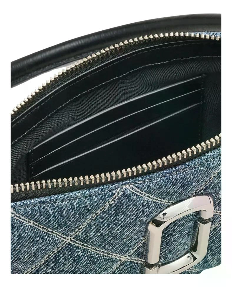 CARTERA/CROSSBODY MARC JACOBS MODELO THE SNAPSHOT CONVERTIBL AZUL ACERO LISA PLATEADOS - 6