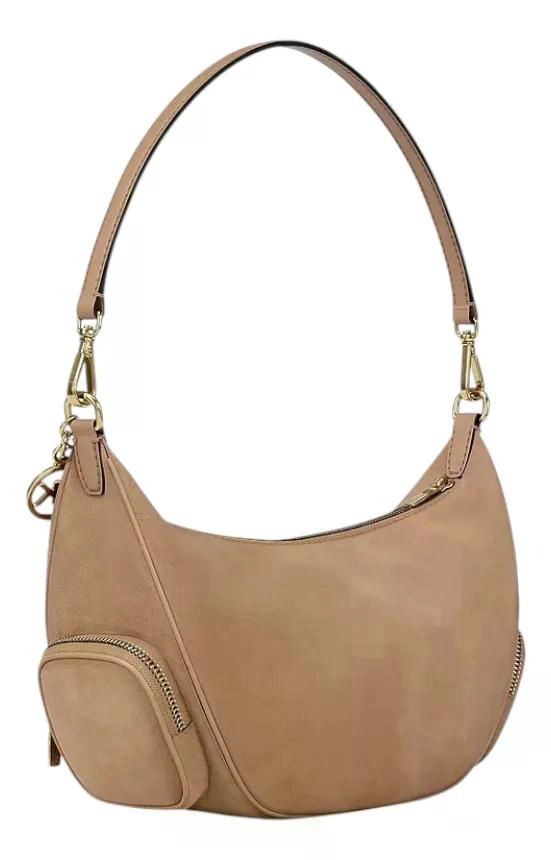 CARTERA CROSSBODY MICHAEL KORS MODELO MERRIT GAMUZA ORIGINAL CAMEL LISA DORADOS - 2