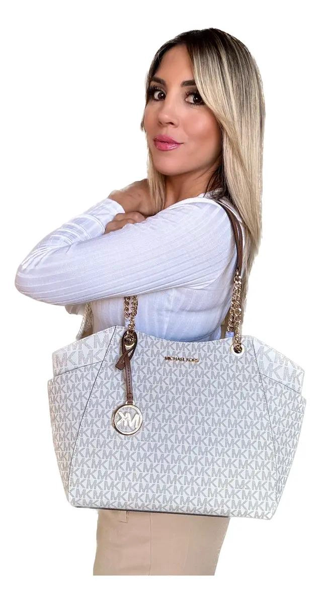 TOTE MICHAEL KORS MODELO JET SET TRAVEL LARGE VAINILLA MONOGRAMA - 4