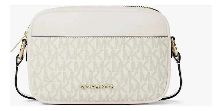 CARTERA CROSSBOSY MICHAEL KORS JET SET TRAVEL SMALL ORIGINAL VAINILLA MONOGRAMA DORADO - 1