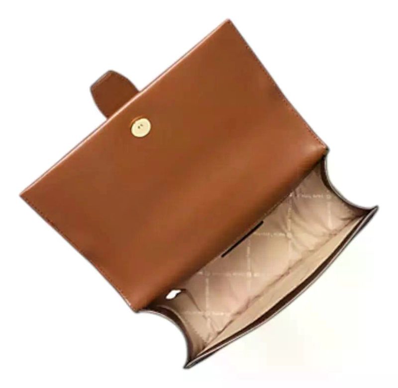CARTERA CROSSBODY MICHAEL KORS GREENWICH SMALL ORIGINAL CAFE  MONOGRAMA DORADO - 2