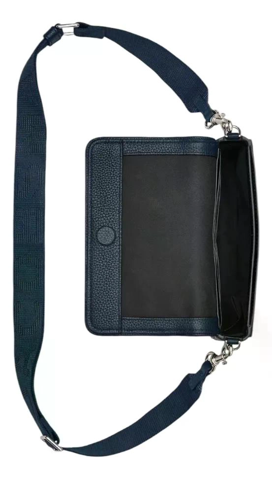 CARTERA CROSSBODY MARC JACOBS MODELO THE MINI BAG CUERO AZUL MARINO LISA PLATEADOS - 5
