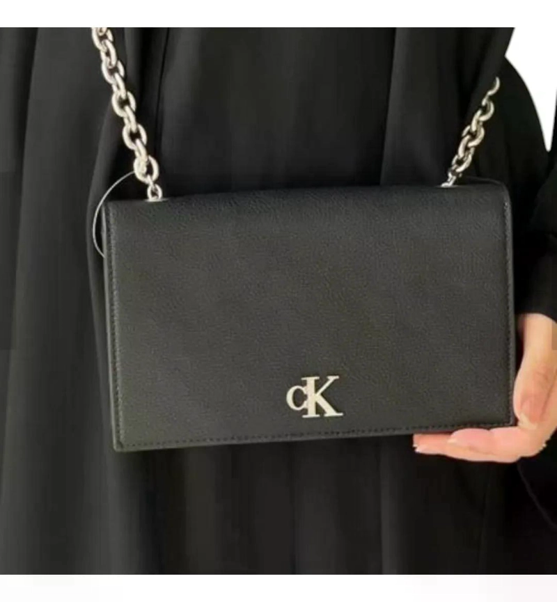 CARTERA Y CLUTCH MARCA CALVIN KLEIN ORIGINAL NEGRO LISA PLATEADOS - 3