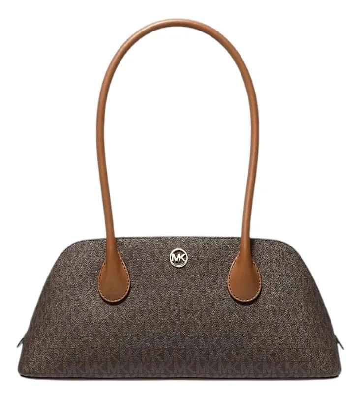 CARTERA MICHAEL KORS MODELO PETRA MUJER ORIGINAL MARRON MONOGRAMA DORADOS - 1
