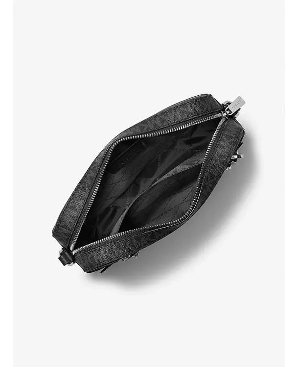 CARTERA CROSSBODY MICHAEL KORS JET SET ITEM CHAIN ORIGINAL. NEGRO MONOGRAMA LISO DORADO - 2