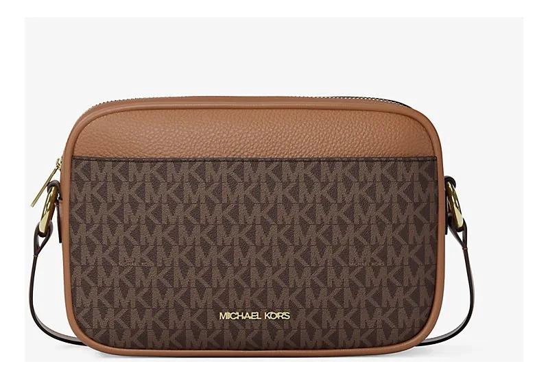 CARTERA CROSSBOSY MICHAEL KORS JET SET TRAVEL SMALL ORIGINAL CAFE  MONOGRAMA DORADO - 1