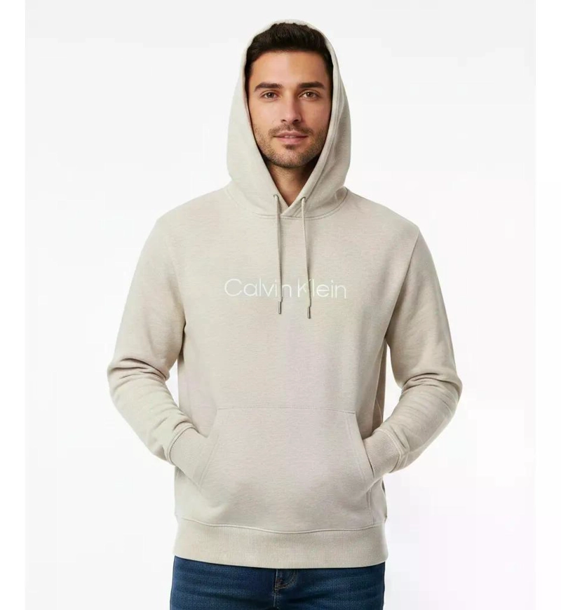 POLERON HOMBRE CALVIN KLEIN CON CAPUCHA L BEIGE - 1