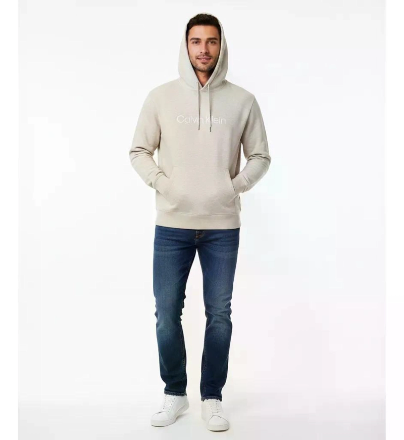 POLERON HOMBRE CALVIN KLEIN CON CAPUCHA L BEIGE - 4
