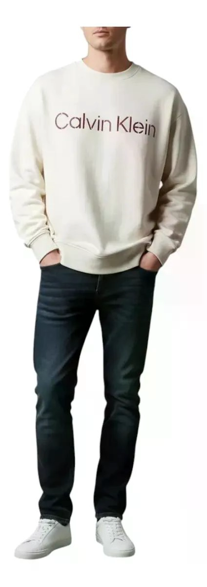 POLERON HOMBRE CALVIN KLEIN OVERSIZE L BEIGE - 1