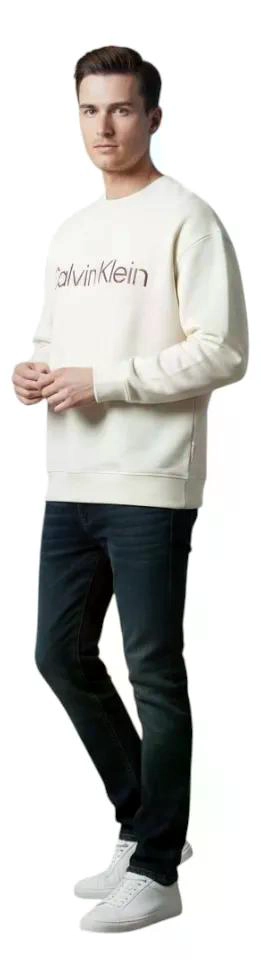 POLERON HOMBRE CALVIN KLEIN OVERSIZE L BEIGE - 2