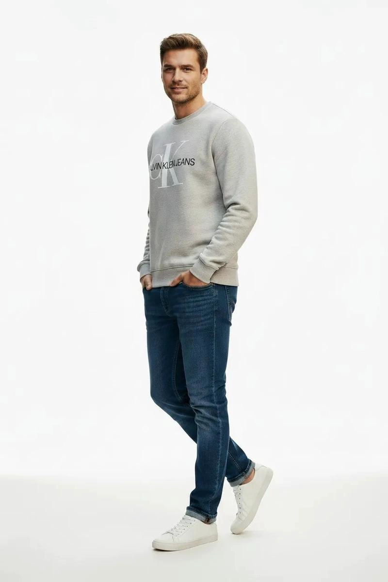 POLERON HOMBRE CALVIN KLEIN LOGO HOMBRE S PLATEADO - 1