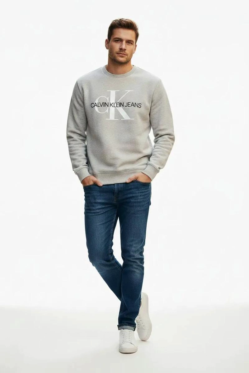 POLERON HOMBRE CALVIN KLEIN LOGO HOMBRE S PLATEADO - 2