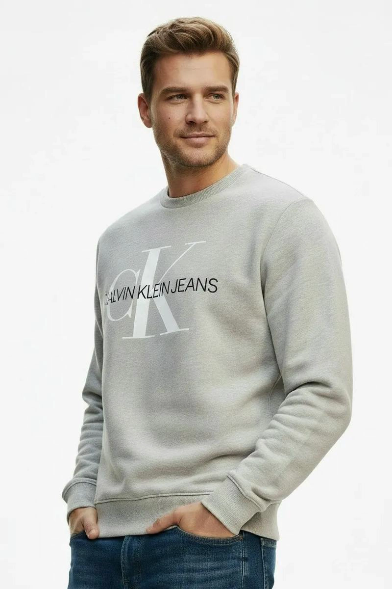 POLERON HOMBRE CALVIN KLEIN LOGO HOMBRE S PLATEADO - 3