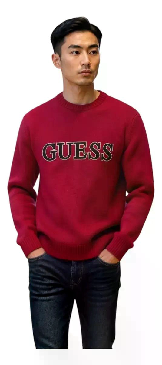 SWEATER DE HOMBRE MARCA GUESS ROJO L - 1