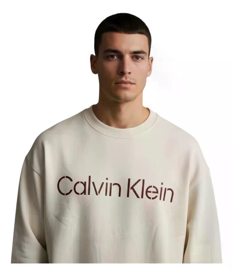 POLERON HOMBRE CALVIN KLEIN OVERSIZE S BEIGE - 3