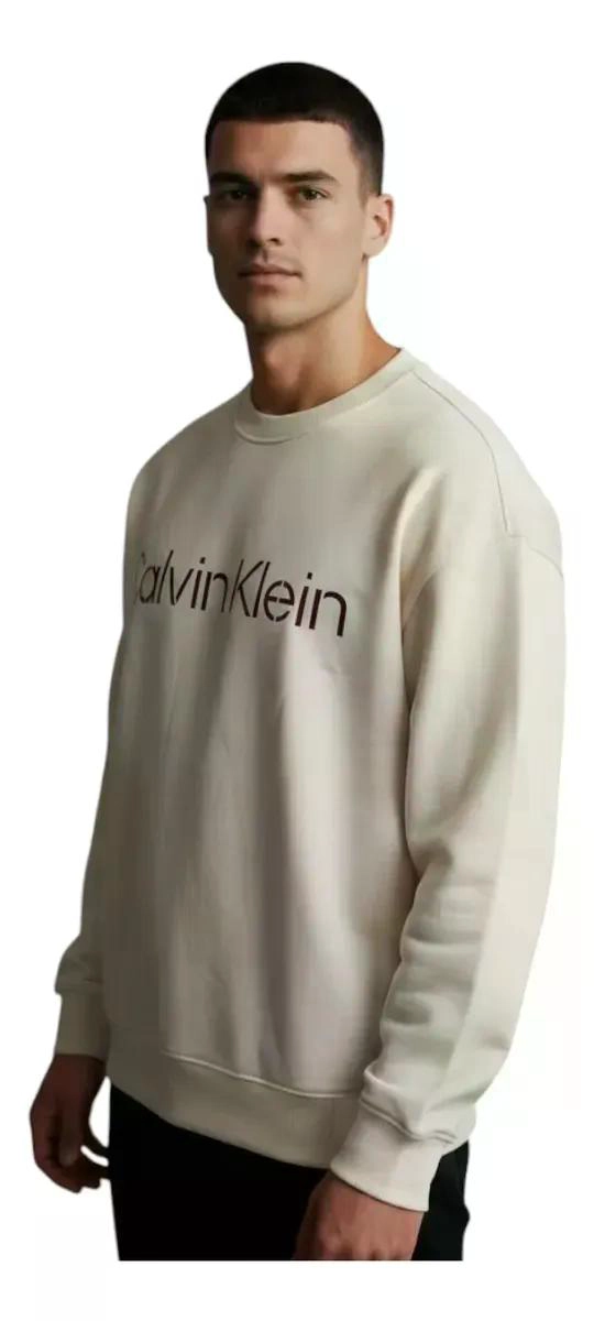 POLERON HOMBRE CALVIN KLEIN OVERSIZE S BEIGE - 4