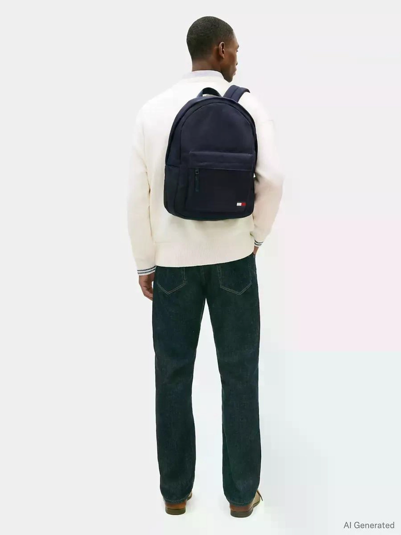 MOCHILA URBANA TOMMY HILFIGER AZUL OSCURO LISO - 7