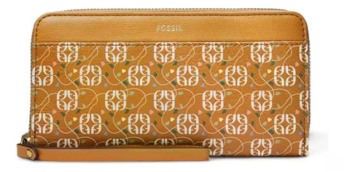 BILLETERA CLUTCH FOSSIL JORI FLORAL DE CUERO PARA MUJER MARRON CLARO ESTAMPADO - 1