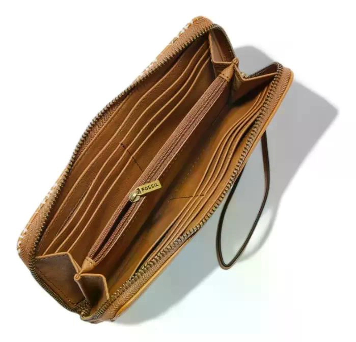BILLETERA CLUTCH FOSSIL JORI FLORAL DE CUERO PARA MUJER MARRON CLARO ESTAMPADO - 2