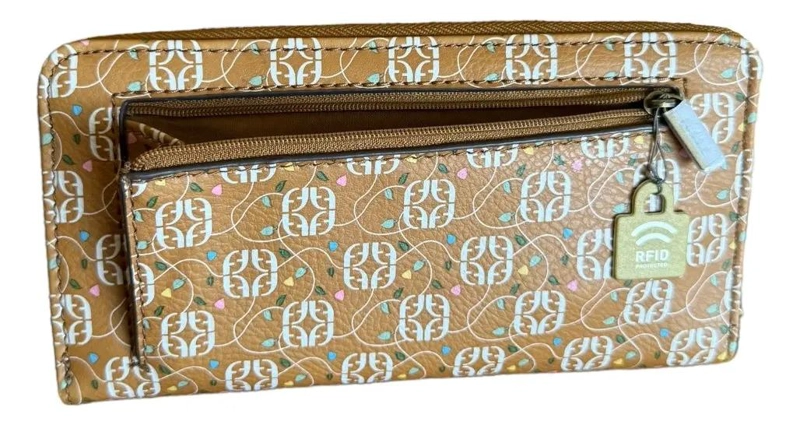 BILLETERA CLUTCH FOSSIL JORI FLORAL DE CUERO PARA MUJER MARRON CLARO ESTAMPADO - 4