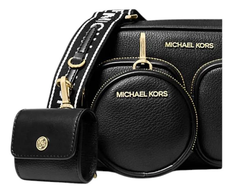 CROSSBODY MICHAEL KORS JET SET CON MONEDERO Y PORTA AIRPODS. NEGRO LISA DORADO - 2