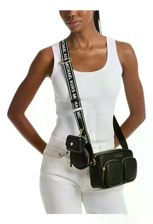 CROSSBODY MICHAEL KORS JET SET CON MONEDERO Y PORTA AIRPODS. NEGRO LISA DORADO - 5
