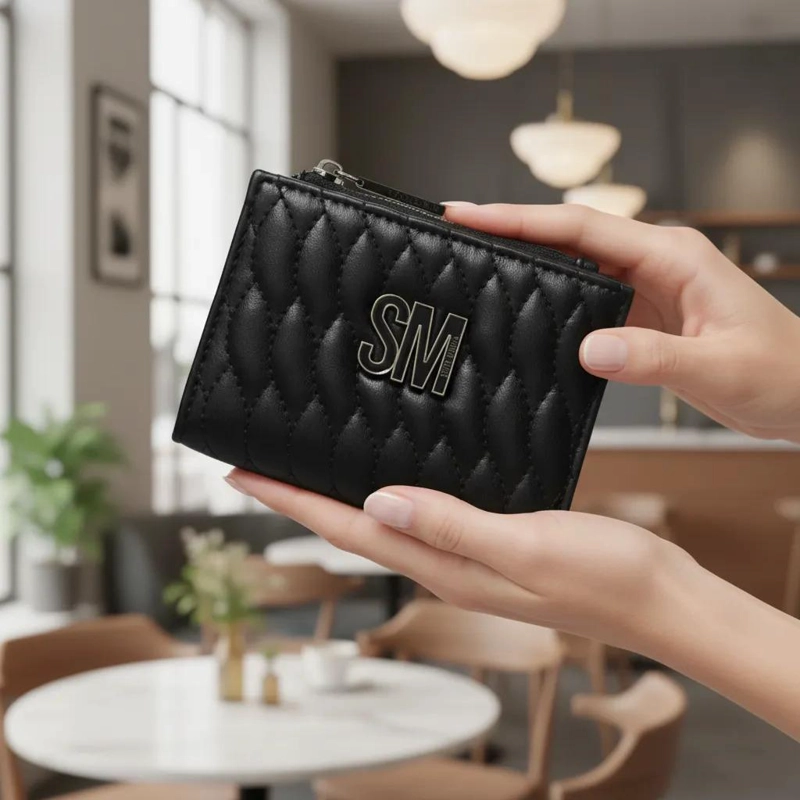 BILLETERA SMALL MARCA STEVE MADDEN NEGRO LISO - 6