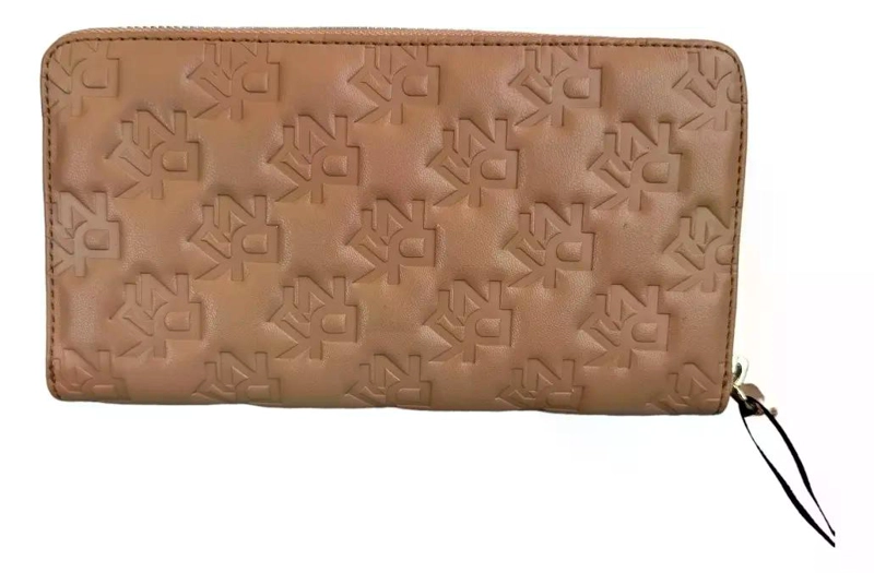 BILLETERA DE CUERO DKNY PARA MUJER MARRON CLARO MONOGRAMA - 2