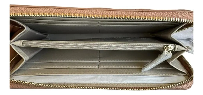 BILLETERA DE CUERO DKNY PARA MUJER MARRON CLARO MONOGRAMA - 3