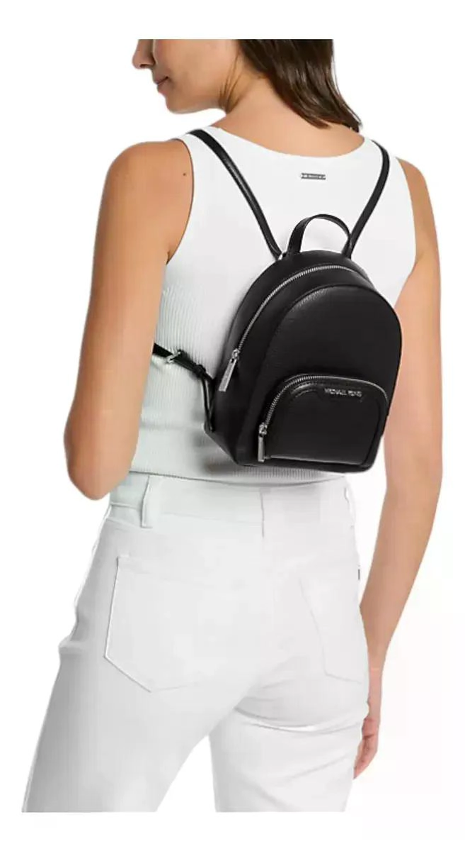 MINI MOCHILA MICHAEL KORS JAYCEE CONVERTIBLE EN CROSSBODY COLOR NEGRO DISEÑO DE LA TELA LISO - 4