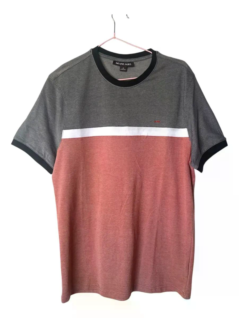 POLERA DE HOMBRE MICHAEL KORS MODELO SIENNA FALL GRIS / TERRACOTA M LISA - 3