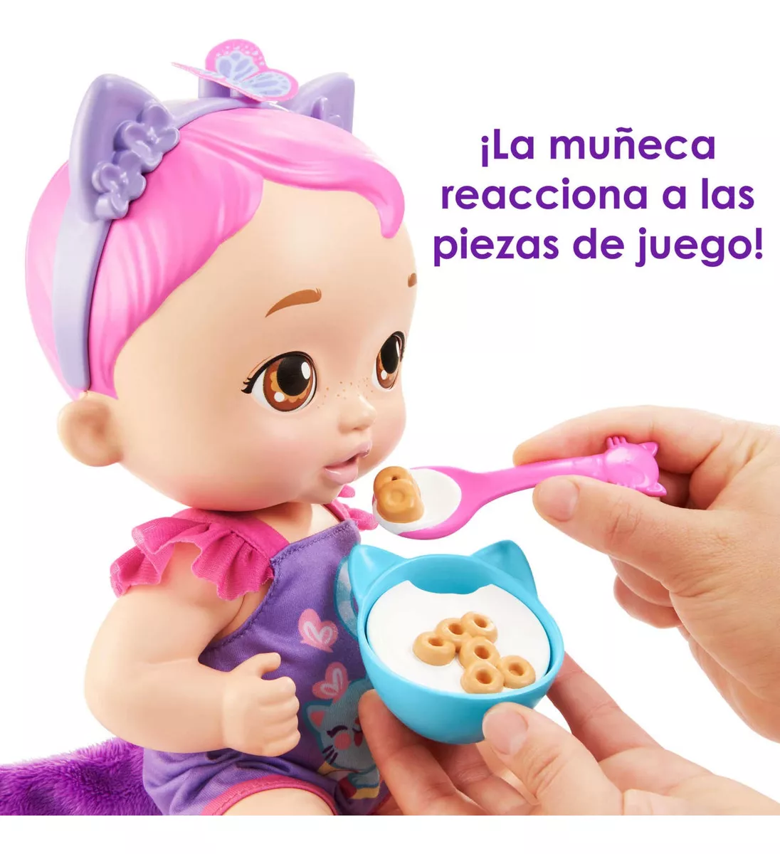 Ripley - MUÑECA MY GARDEN BABY COMIDITAS Y CARIÑOS PELO ROSA INTERACT