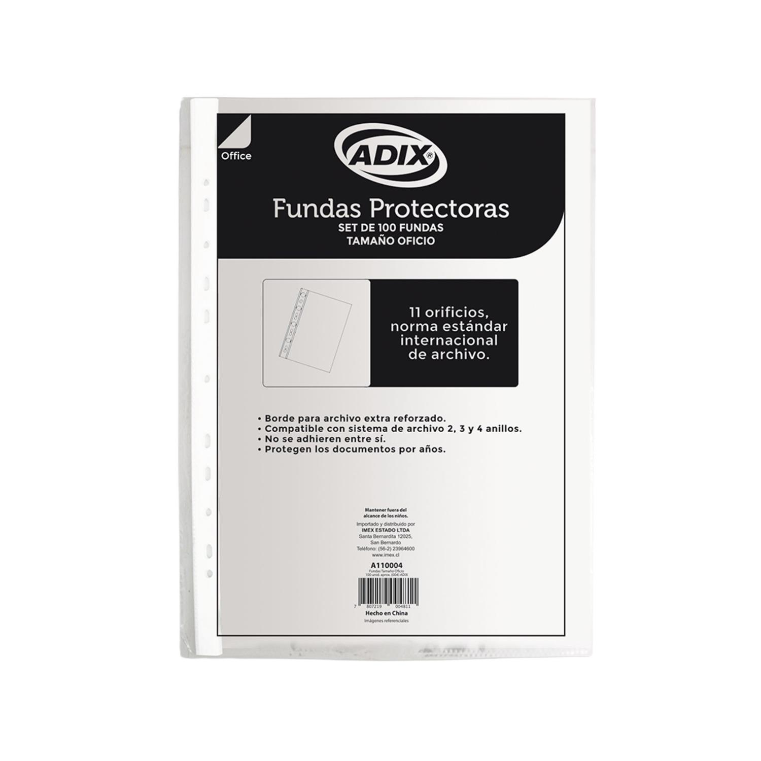FUNDAS PROTECTORAS PLASTICAS TRANSPARENTE OFICIO 100 UN ADIX - 1