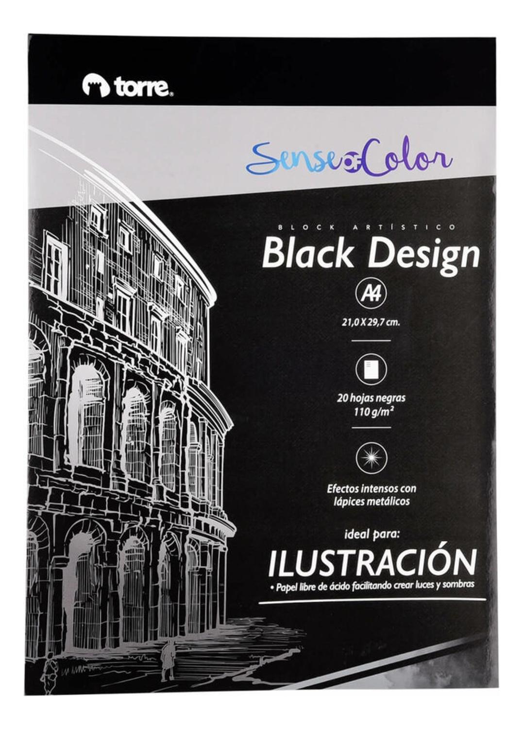 BLOCK ARTISTICO BLACK A4, 20H NEGRAS, SENSE OF COLOR. TORRE - 1