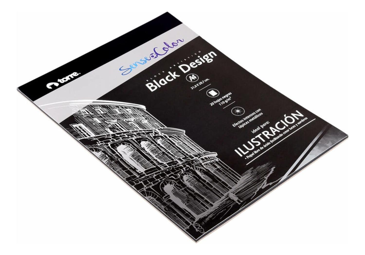 BLOCK ARTISTICO BLACK A4, 20H NEGRAS, SENSE OF COLOR. TORRE - 2