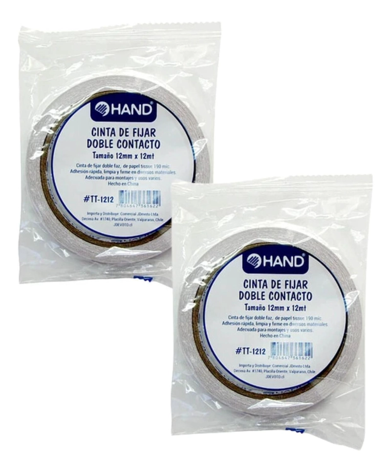 CINTA DE FIJAR DOBLE CONTACTO TRANSFERIBLE 12MM X 12MT 2 UNI - 2