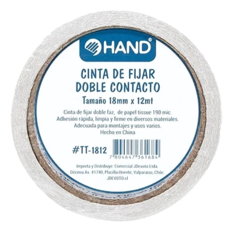 CINTA DE FIJAR DOBLE CONTACTO, TRANSFERIBLE 18MM X 12 METROS - 2