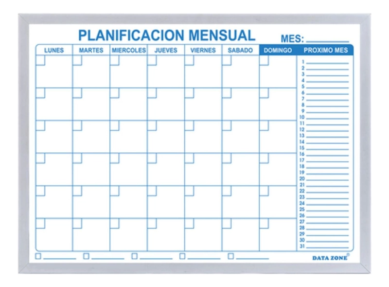 PIZARRA MAGNE TICA CALENDARIO PLANIFICADOR MENSUAL 60X45