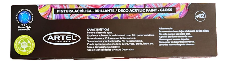 ESTUCHE PINTURA ACRILICA DECORATIVA 6 COLORES 15ML. ARTEL - 4