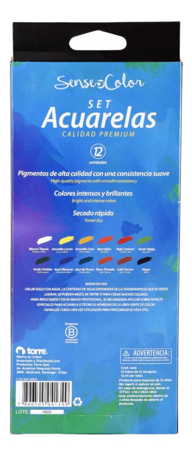 SET ACUARELAS EN TUBO 12 COLORES. TORRE. SENSE OF COLOR - 2