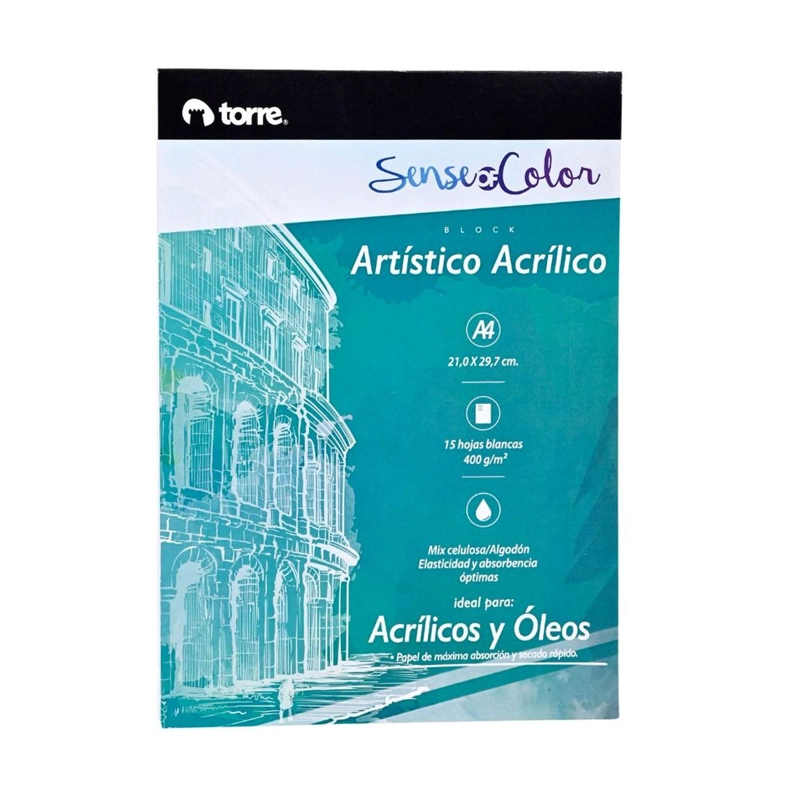 BLOCK ARTISTICO ACRILICO Y OLEO A4 SENSE OF COLOR. TORRE - 1