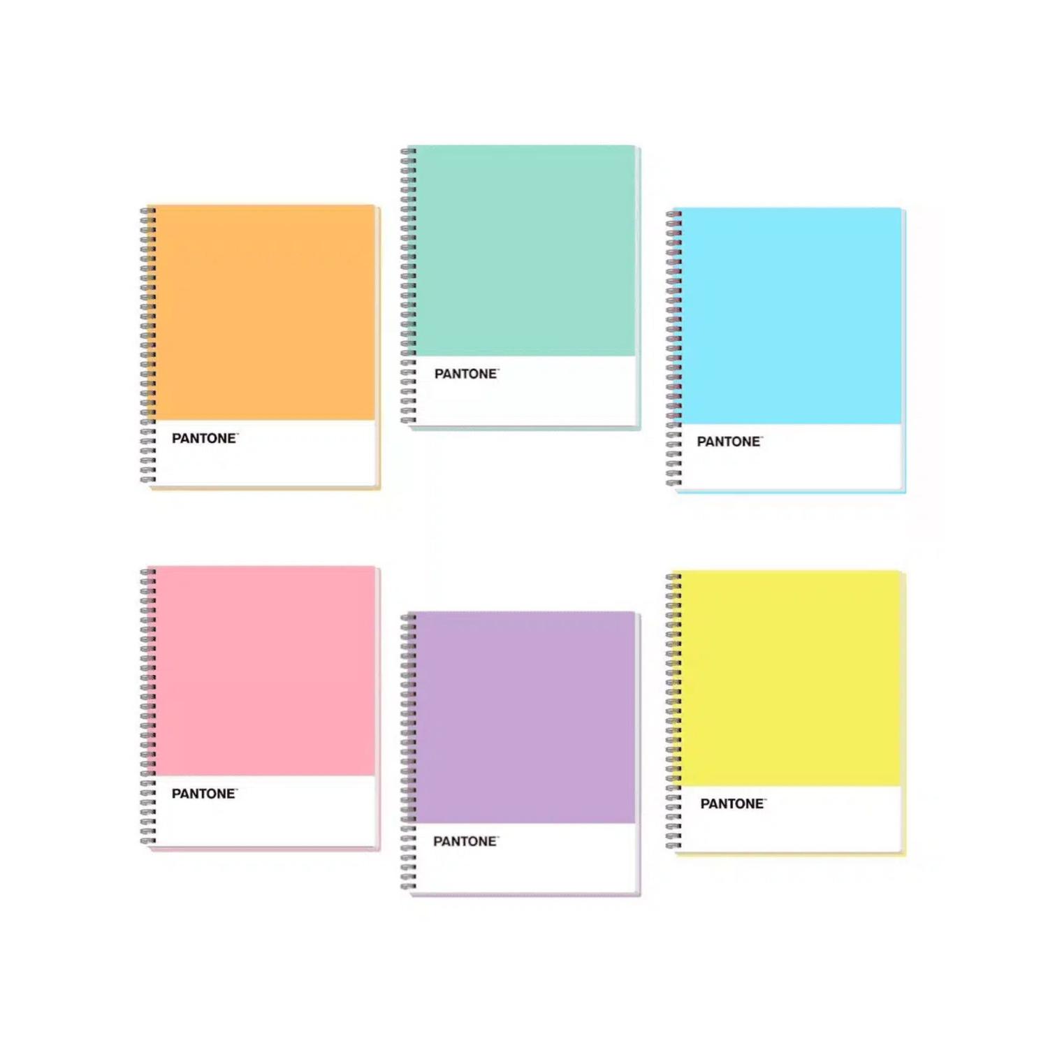 PACK 6 CUADERNOS UNIVERSITARIO COLORES PASTEL 100 HOJAS 7MM - 2
