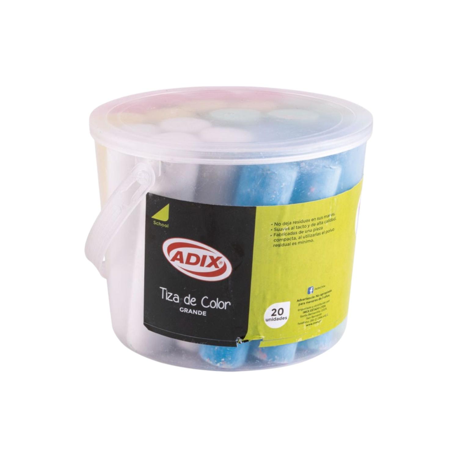 BALDE TIZAS JUMBO 5 COLORES, 20 UNID. ADIX. TIZAS GRANDES - 1
