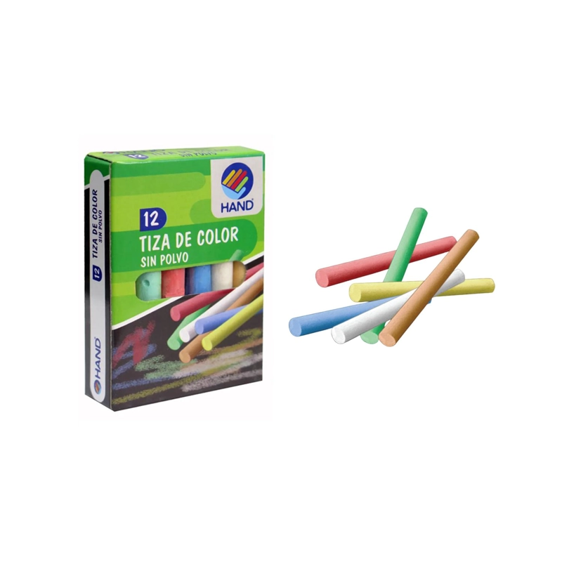 12 TIZAS DE COLORES SIN POLVO 12 UNID. HAND MULTICOLOR - 4